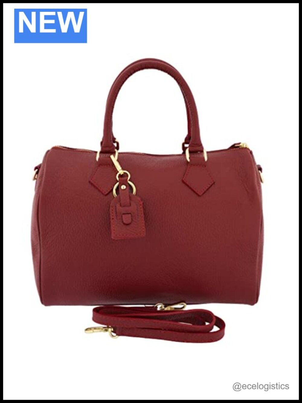 Italian Genuine Leather Satchel Barrel Handbag Crossbody Women